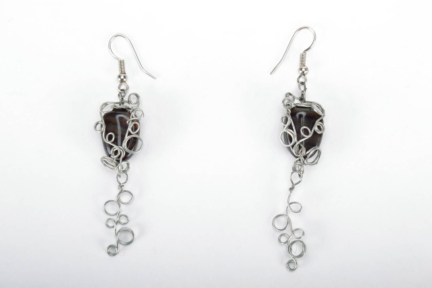 Earrings with a natural stone photo 3