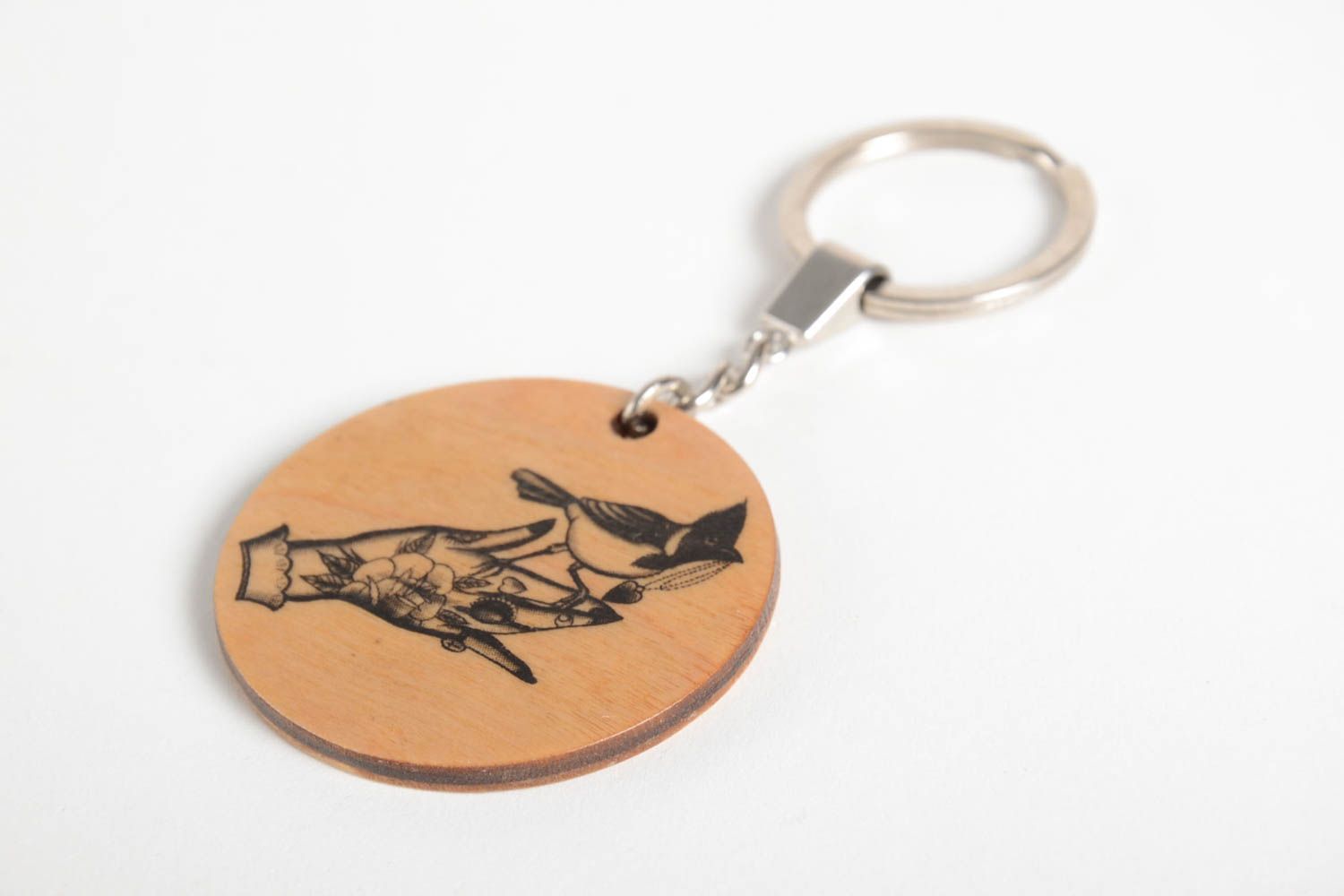 Handmade Schlüssel Anhänger Schlüssel Schmuck Designer Accessoire aus Holz rund foto 3