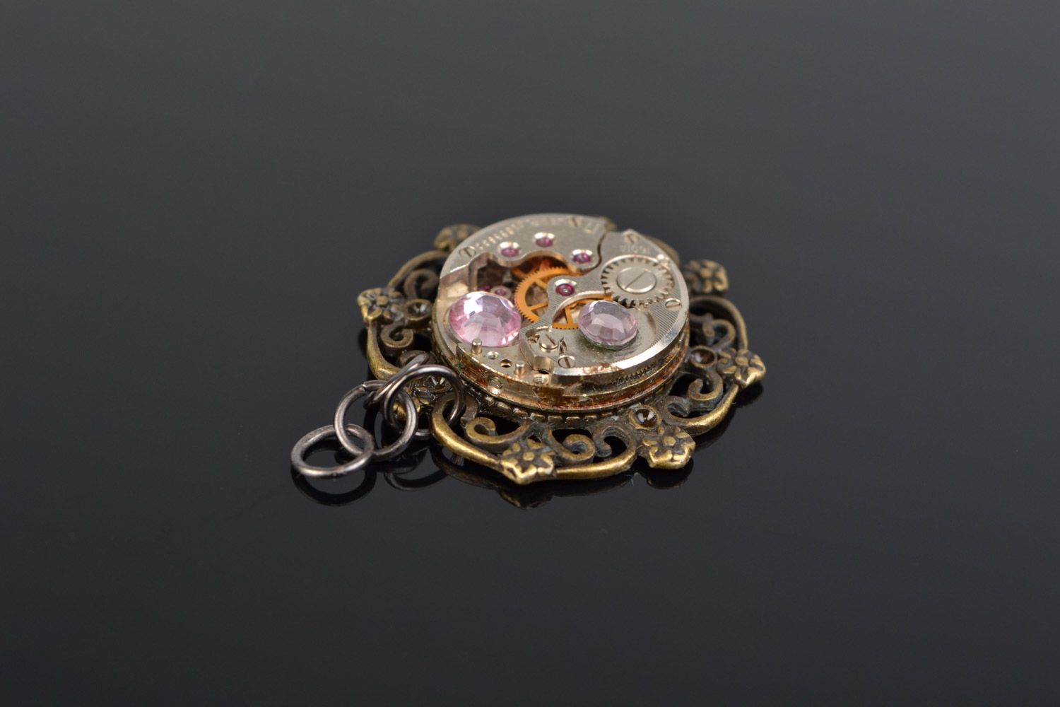 Pendentif en métal fait main steampunk avec strass bijou original pour femme photo 1