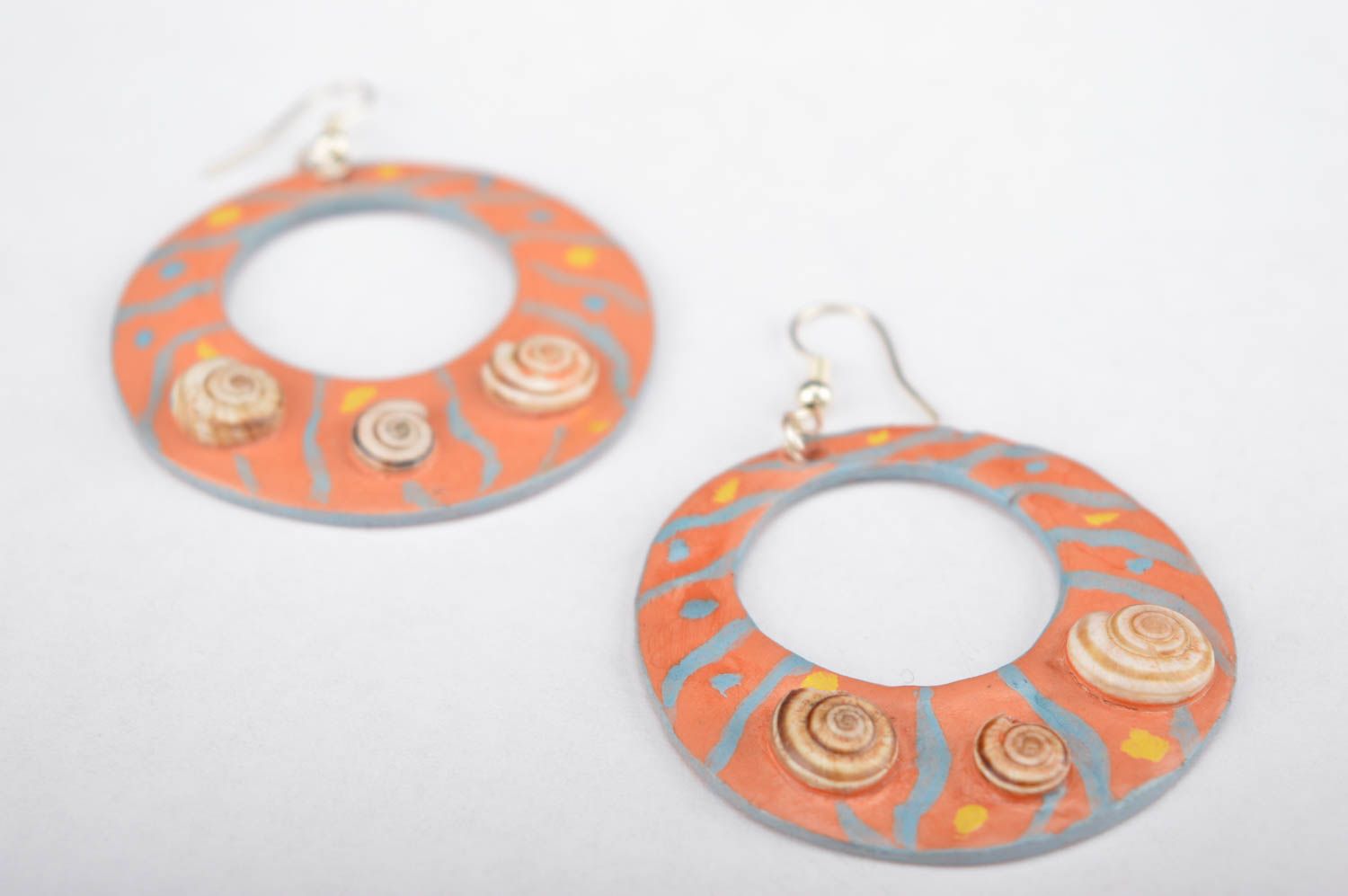 Unusual handmade plastic earrings stylish hoop earrings beautiful jewellery photo 4