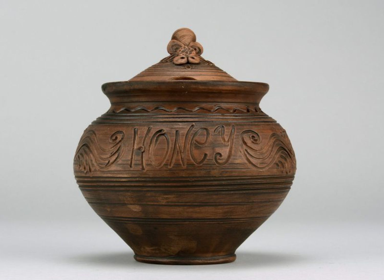 Handmade 6 inches ceramic honey pot container 1,2 lb photo 5