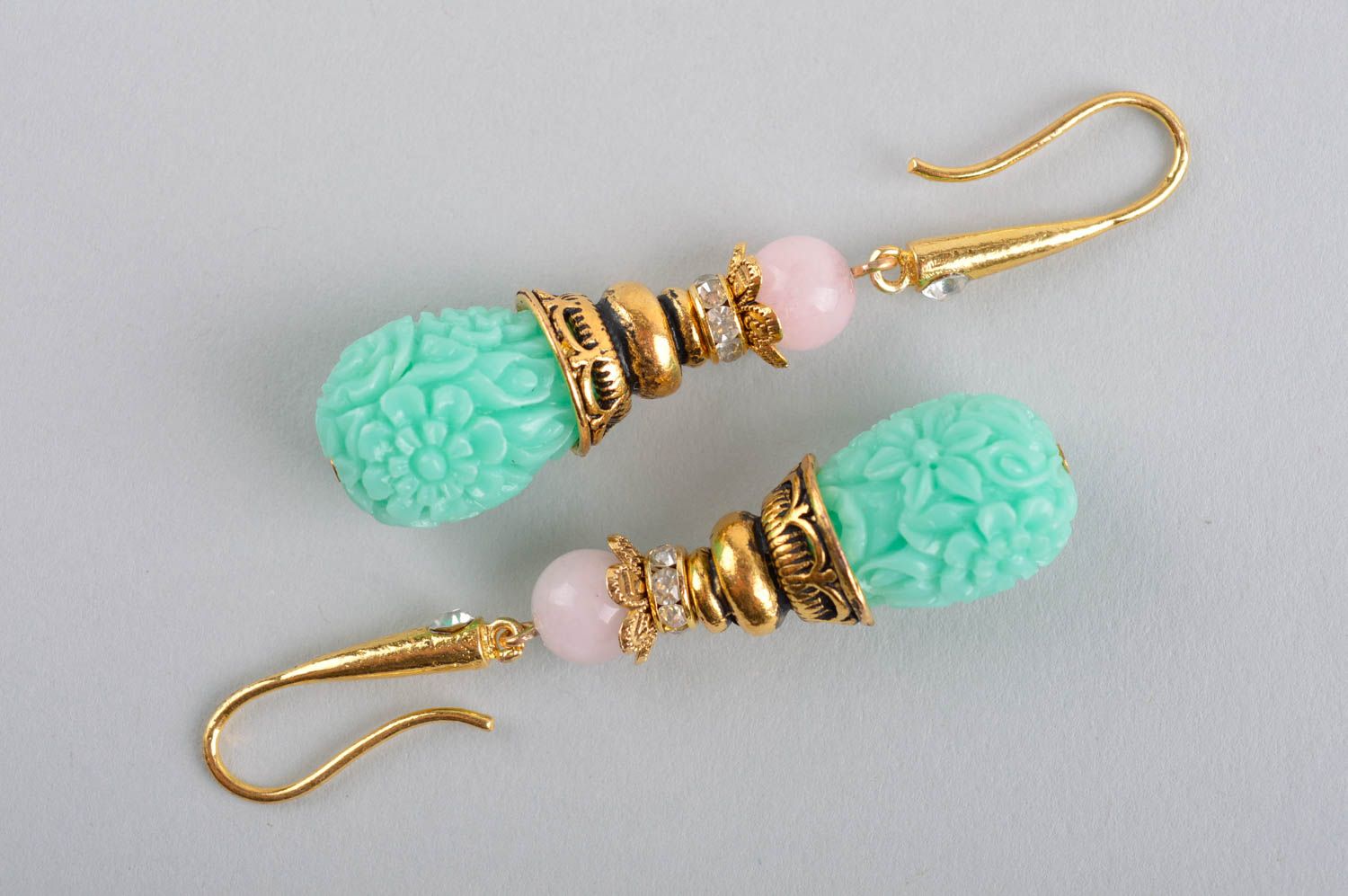 Coral earrings handmade jewelry dangling earrings fashion accessories photo 4
