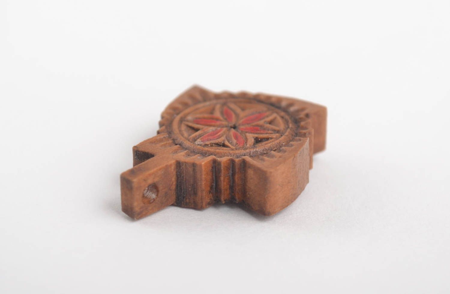 Ciondolo di legno fatto a mano pendente etnico amuleto da donna bello
 foto 2