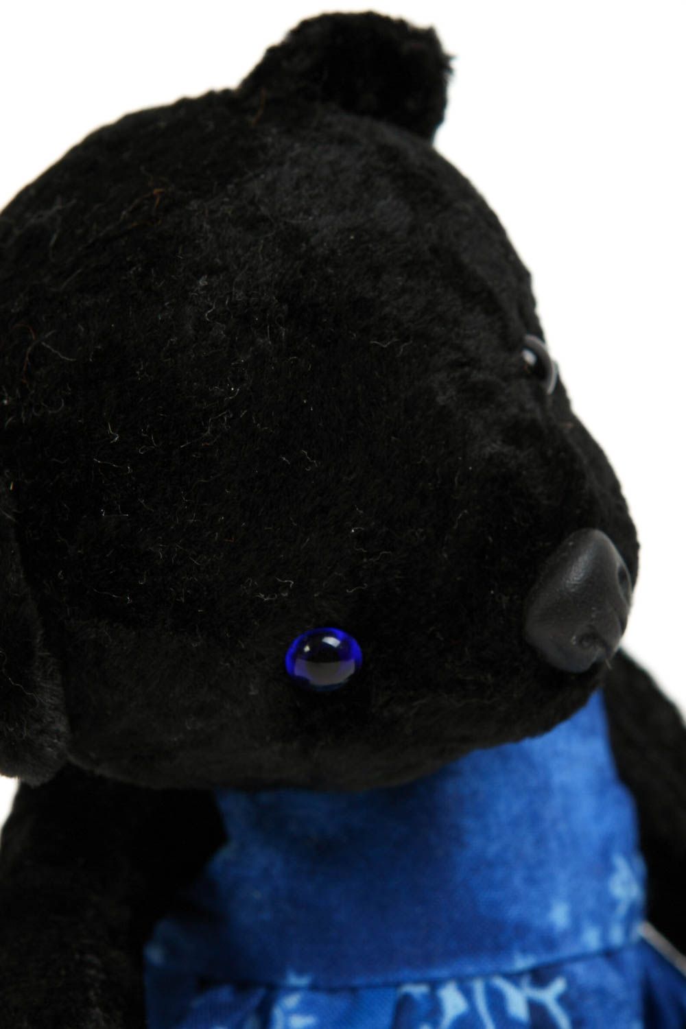 Handmade Plüsch Bär im blauen Kleid Stoff Spielzeug Geschenk für Kinder foto 2