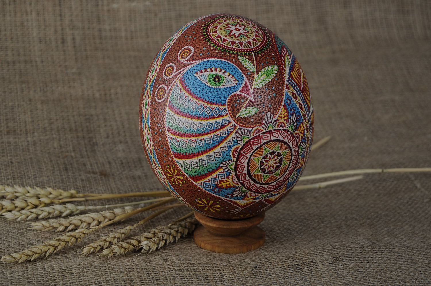 Painted ostrich egg Birds of happiness photo 1