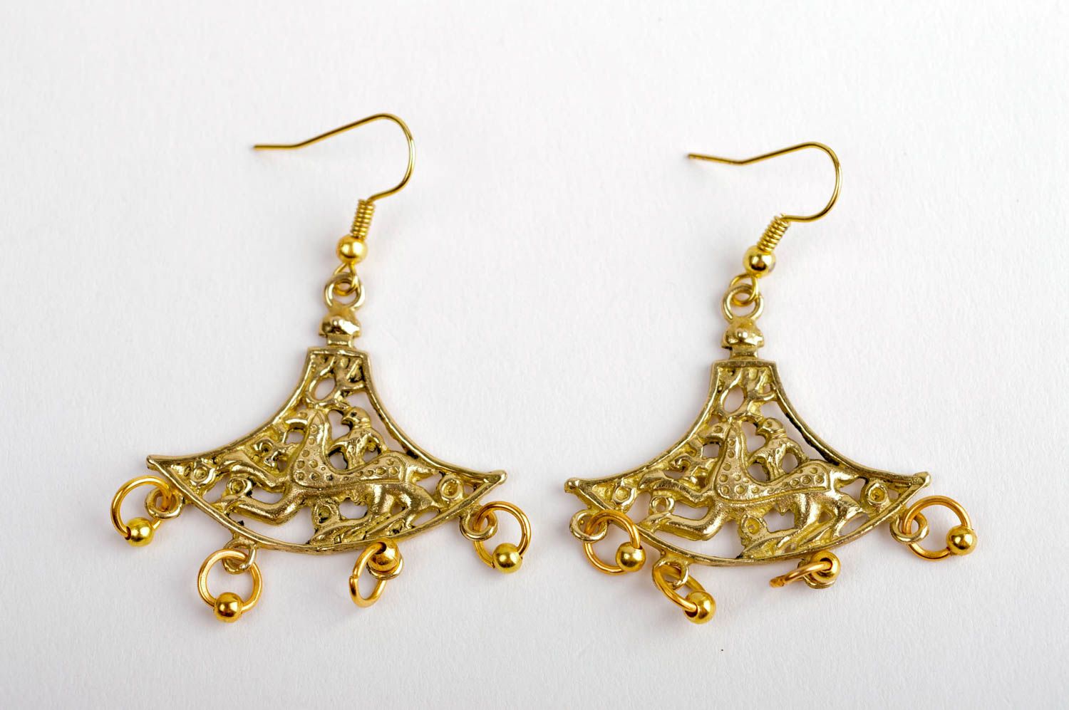 Lange Ohrhänger handmade Metall Schmuck Ohrringe für Damen orientalisch Messing foto 3
