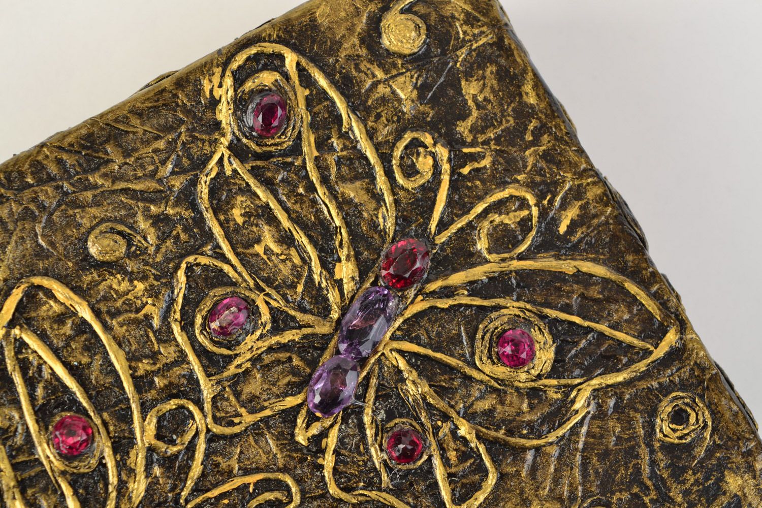 Coffret en carton rectangulaire avec strass à motif papillons fait main à bijoux photo 4