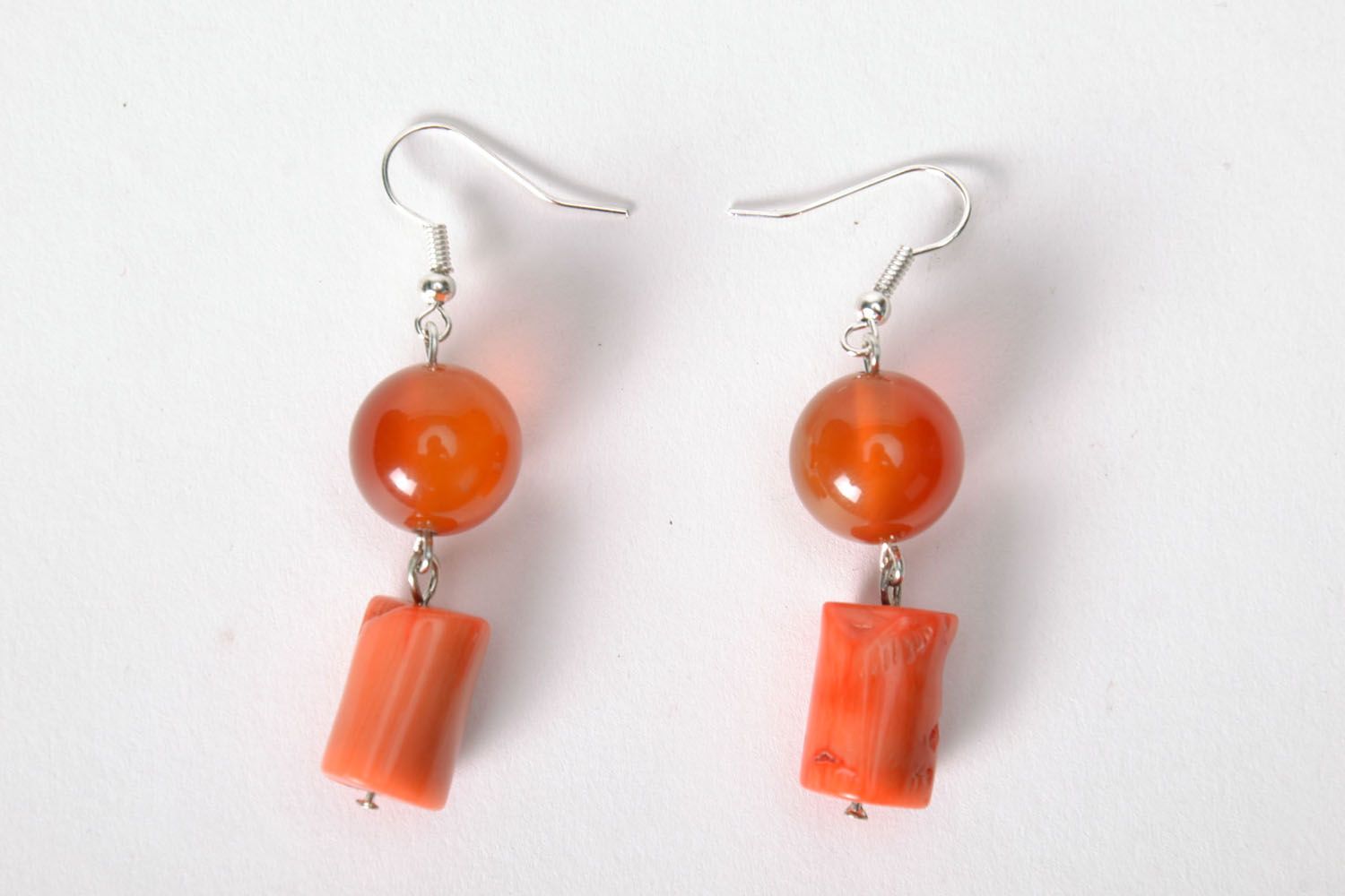 Earrings with coral and carnelian photo 4