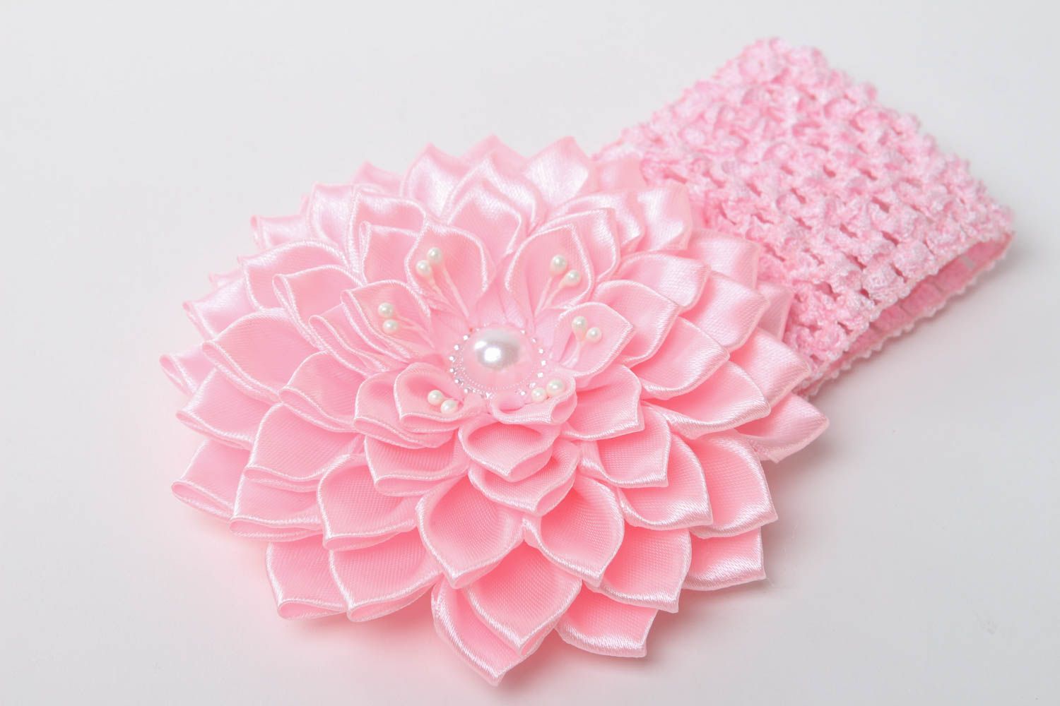 Stylish unusual hair accessory handmade pink headband designer present photo 2