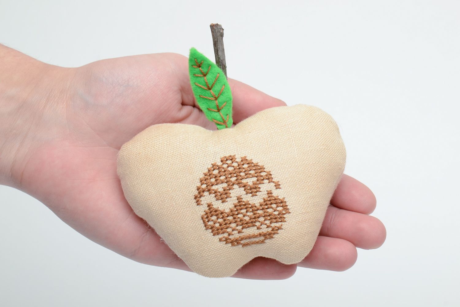 Interior toy apple with cross stitch embroidery photo 5