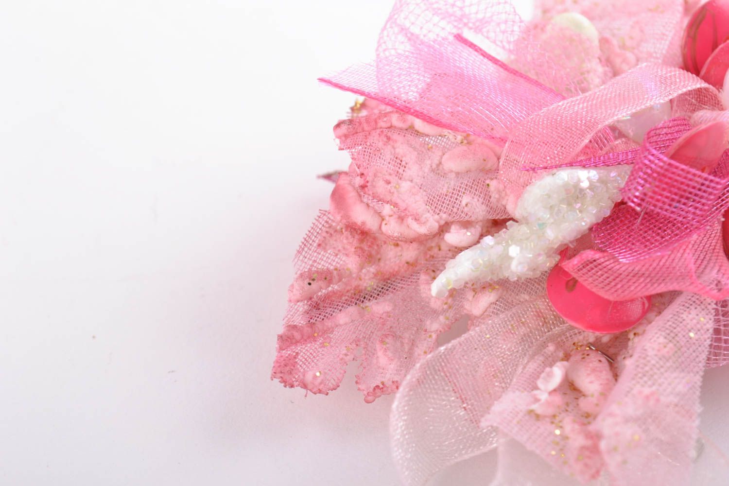 Stilvolle Stoff Blume für Haarspange oder für Brosche in Rosa handmade originell foto 4