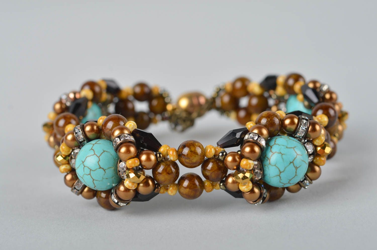 Bracelet perles rocaille Bijou fait main design turquoise Accessoire femme photo 2