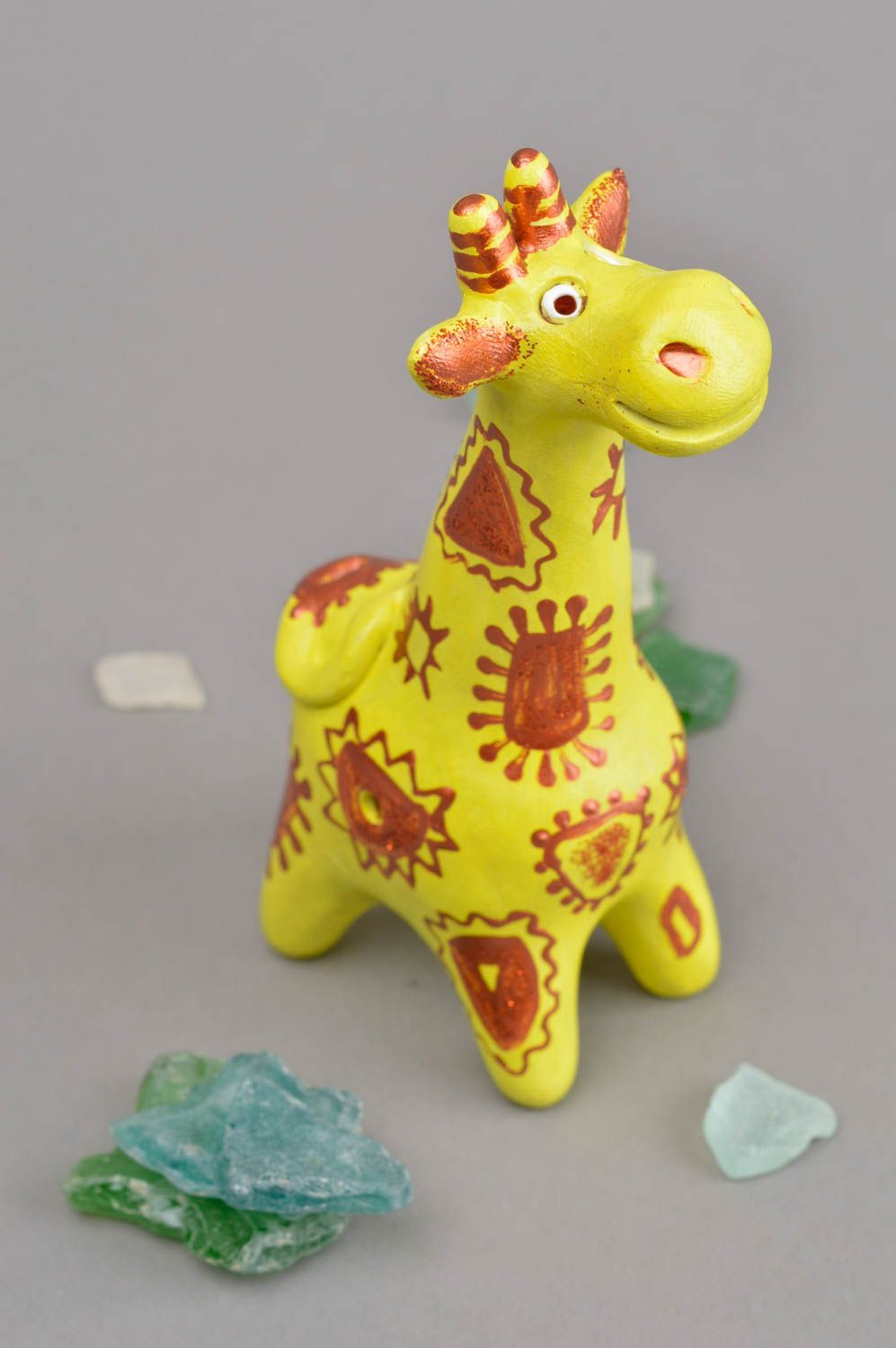 Handmade Lernspielzeug für Kind Keramik Figur Giraffe Musikinstrument für Kind foto 1