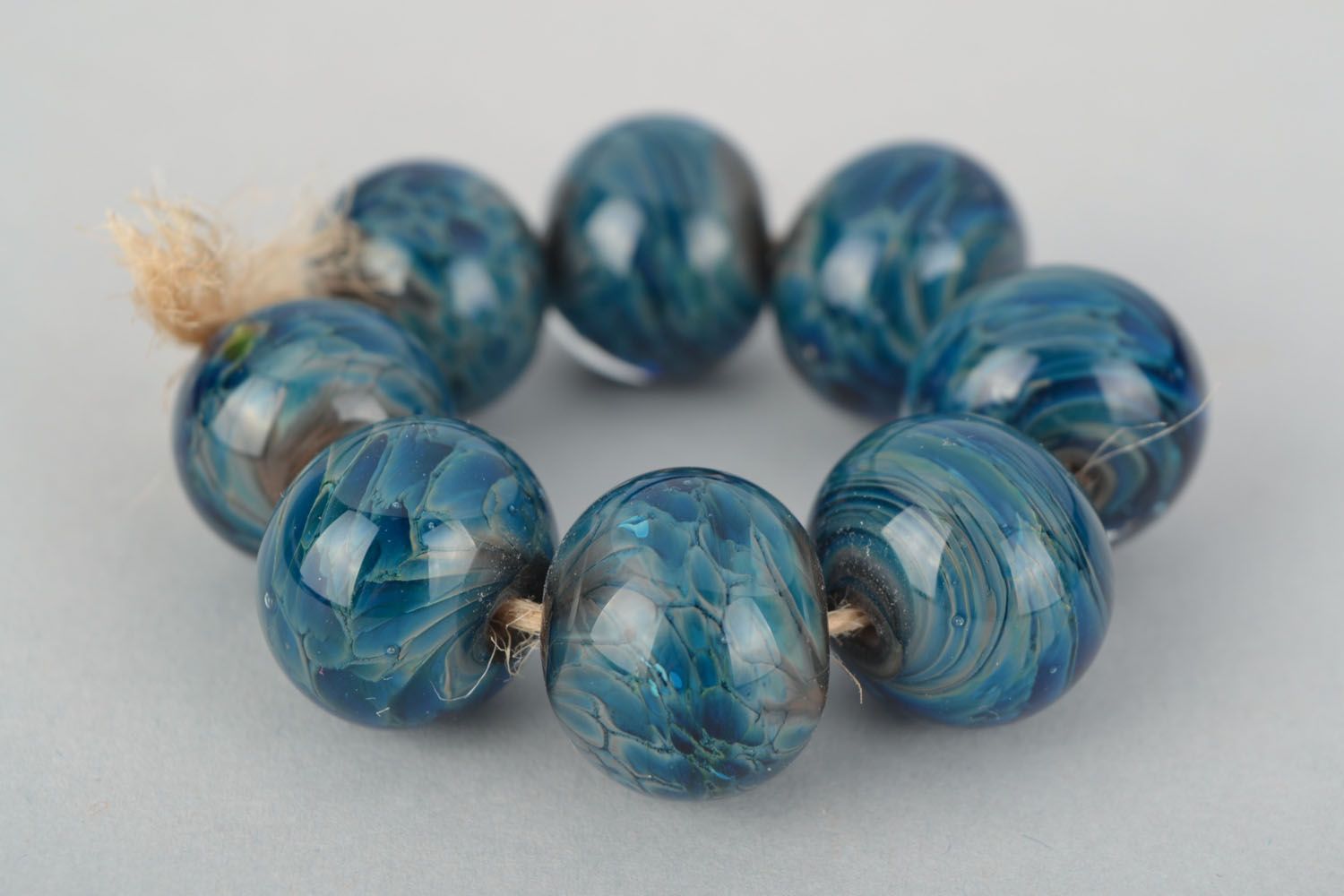 Blue glass beads photo 2