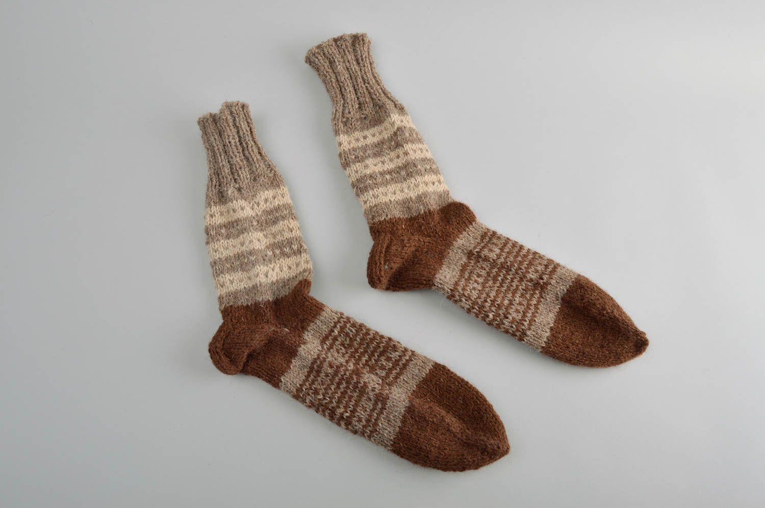 Носки ручной работы мужские носки коричневые шерстяные носки авторские фото 2
