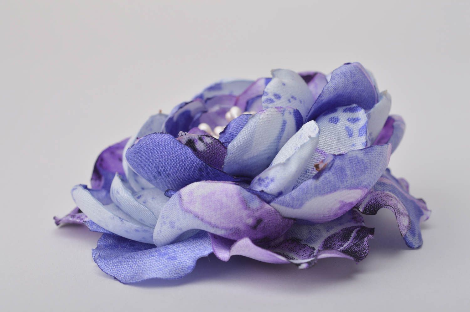 Pinza broche de flor azul hecho a mano accesorio transformador regalo original foto 8