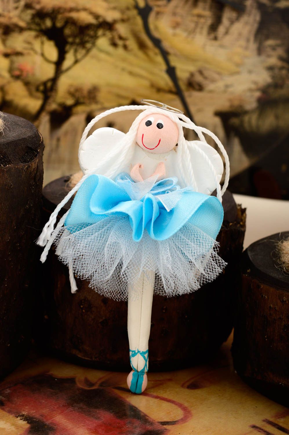 Handmade ideas kitchen fridge magnet ceramic doll angel toy decorative use only photo 1