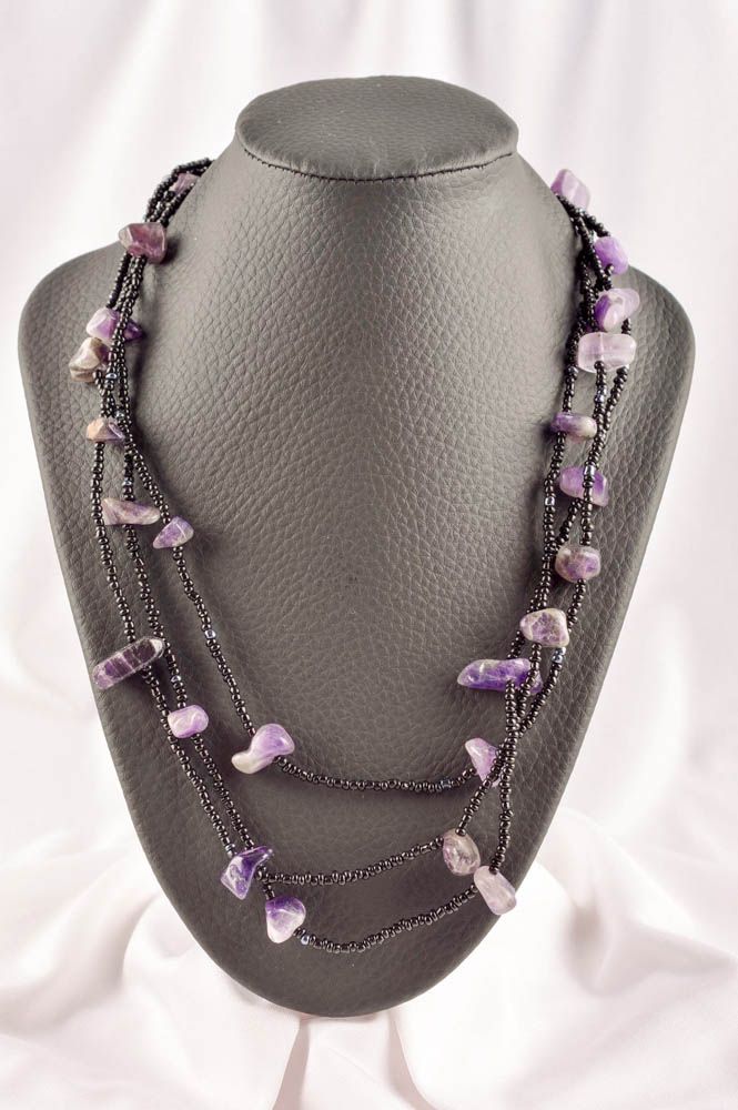 Handmade Ethno Kette Schmuck aus Rocailles Damen Collier lange Halskette massiv foto 1