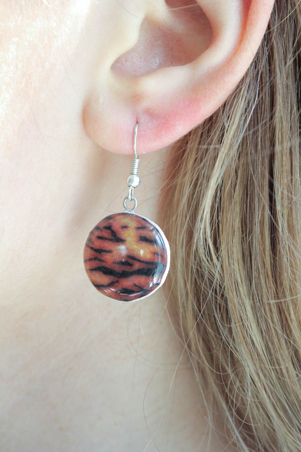 Polymer clay earrings Tiger photo 1