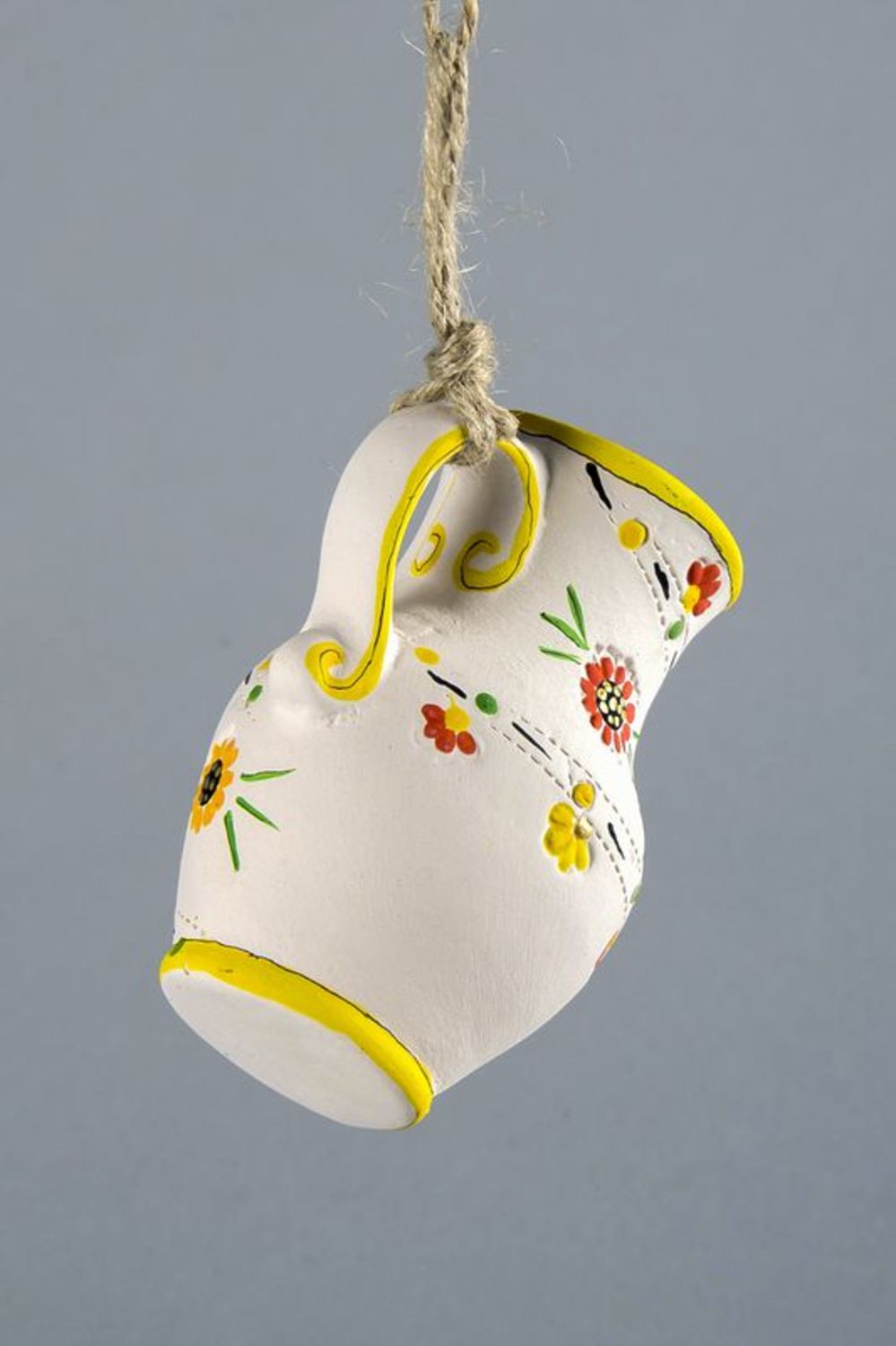 3,5 inches jug on the rope in white and yellow colors for décor 0,21 lb photo 5