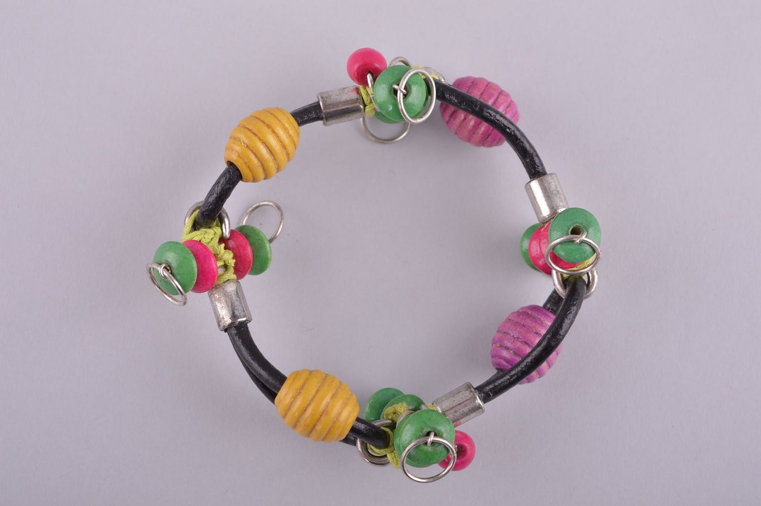 Handmade bangle bead bracelet wrist art bracelet for her photo 4