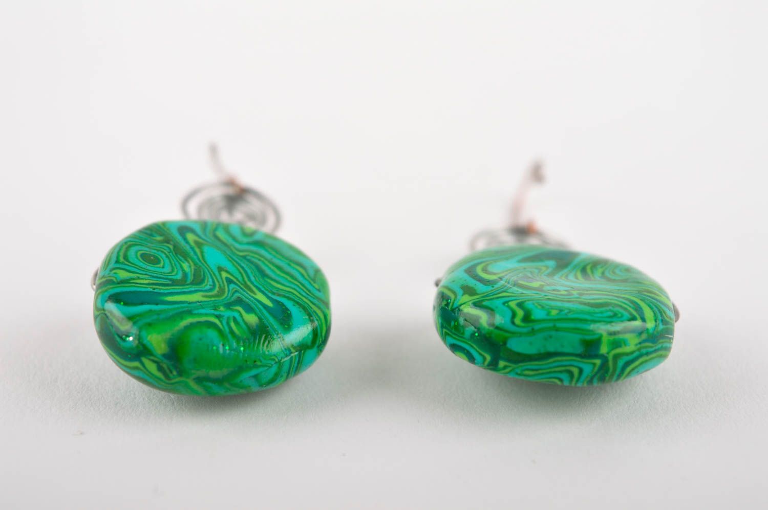 Handmade Polymer Schmuck grüne Modeschmuck Ohrringe Accessoire für Frauen foto 3