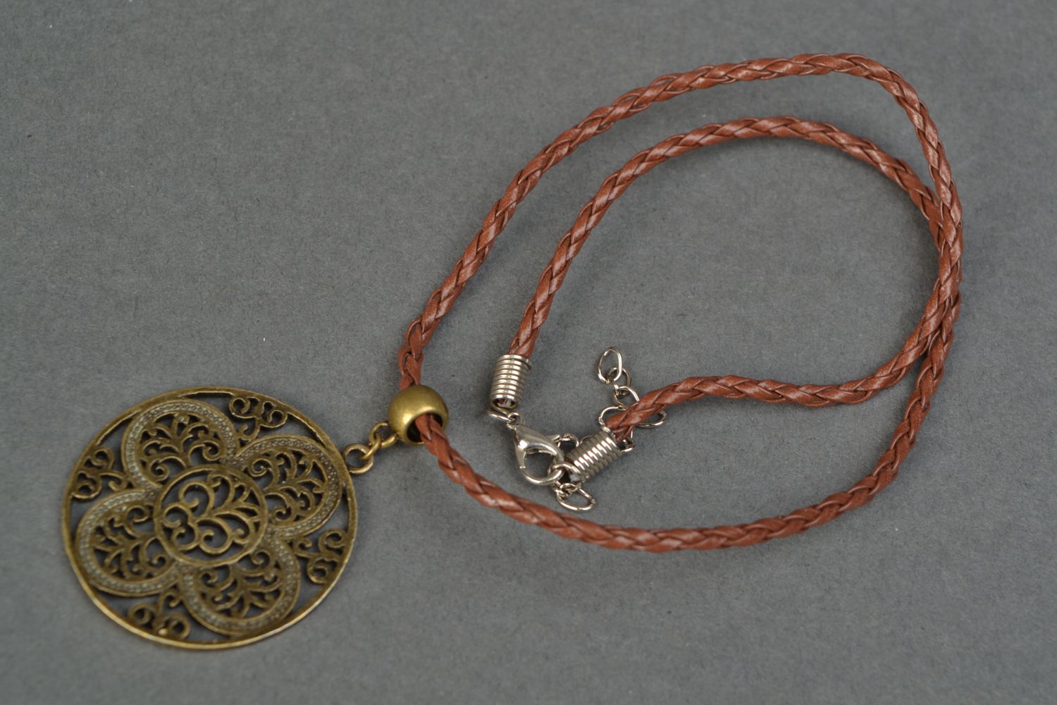 Metal pendant with cord Flower photo 4