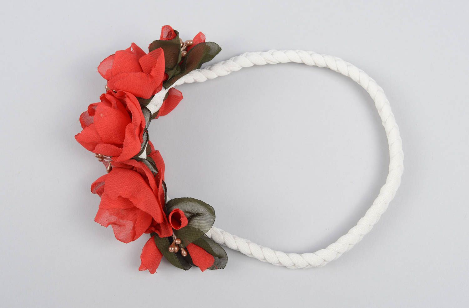 Rotes grelles Blumen Haarband handmade Designer Schmuck Accessoire für Haare foto 4
