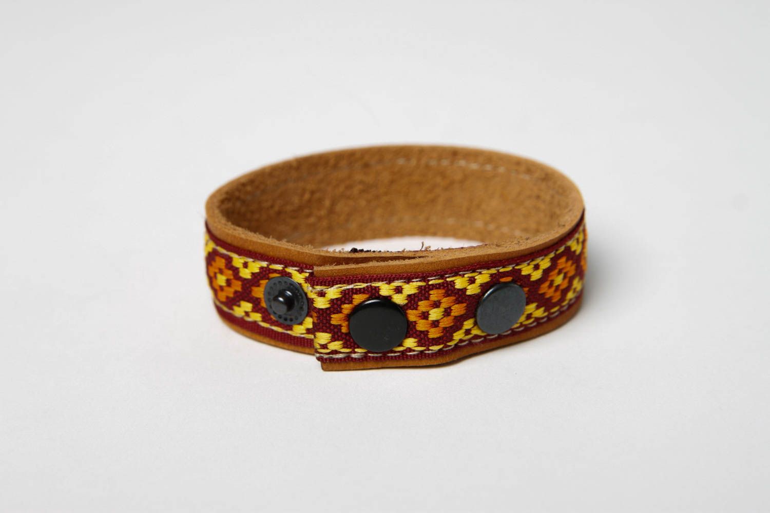 Beautiful handmade leather bracelet handmade accessories artisan jewelry photo 5