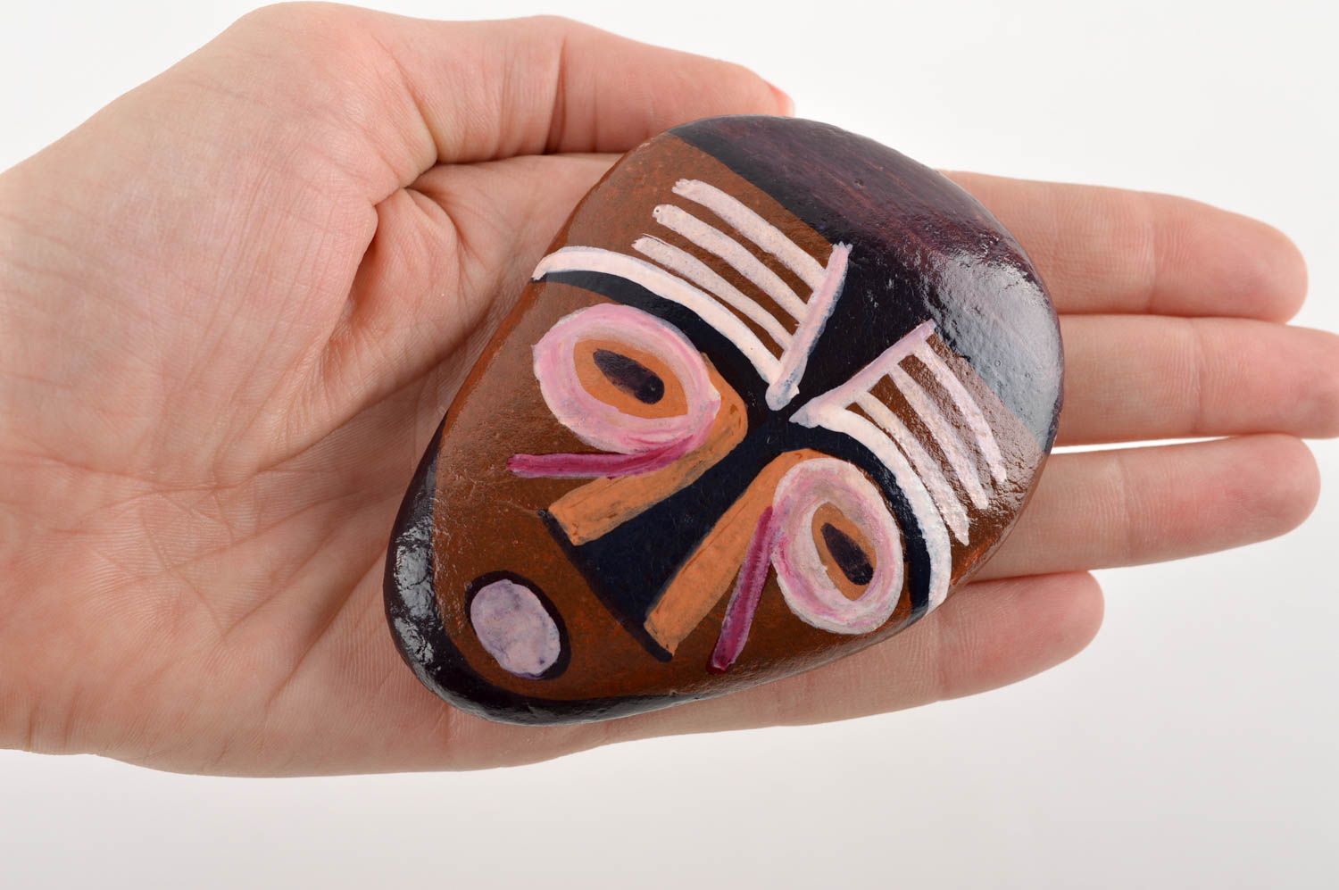 Раскрашенный камень ручной работы маска воин декор для дома морской камень фото 2