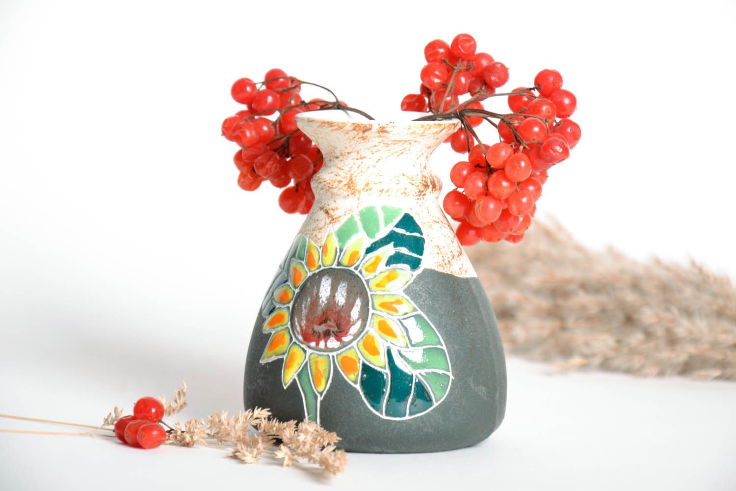 5 inches handmade flower ceramic vase for table décor 0,85 lb photo 1