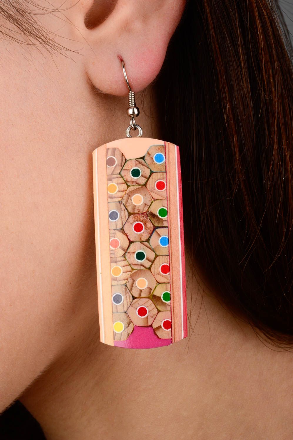 Handmade earrings long earrings wood jewelry womens accessories gifts for girls photo 2