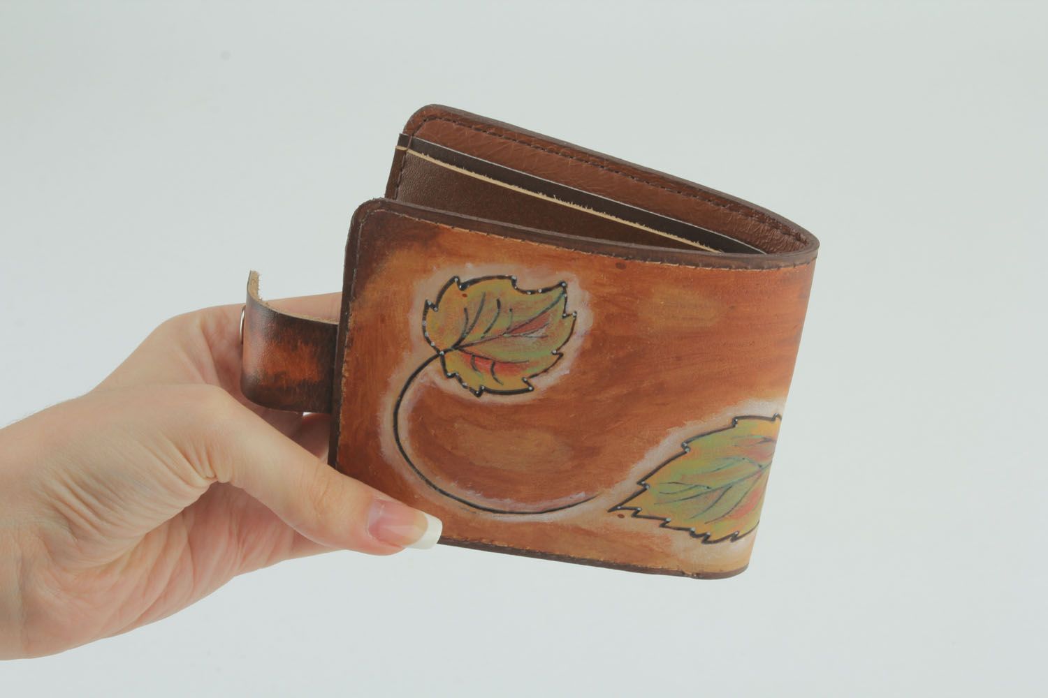 Handmade leather wallet Sunflower photo 5