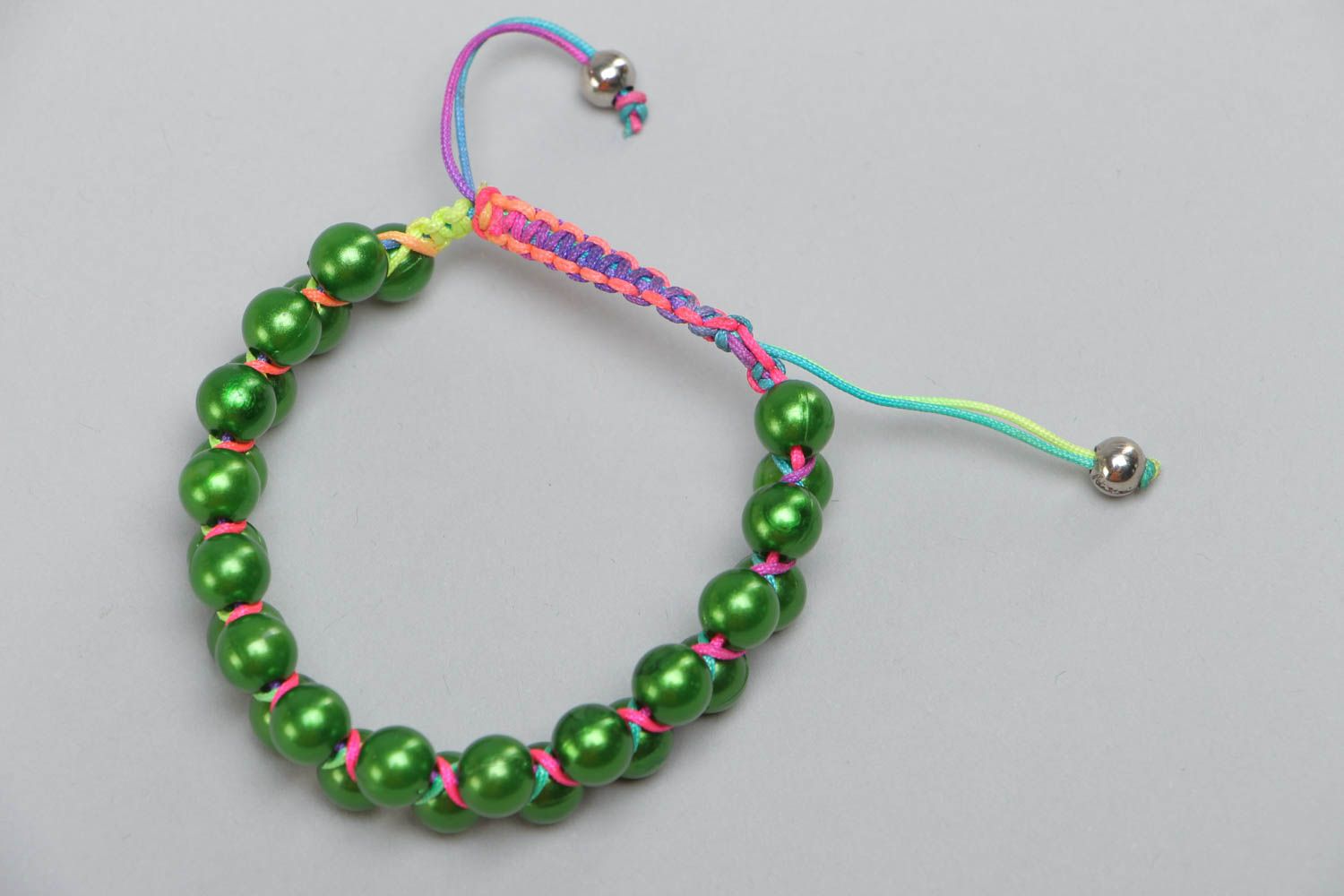 Handmade beaded woven bracelet green designer beautiful female accessory photo 2