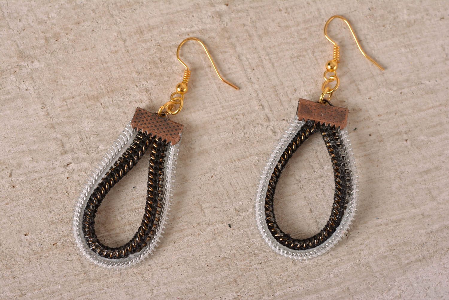 Handmade Schmuck Reißverschluss Ohrringe Schmuck Ohrhänger Damen Accessoires  foto 1
