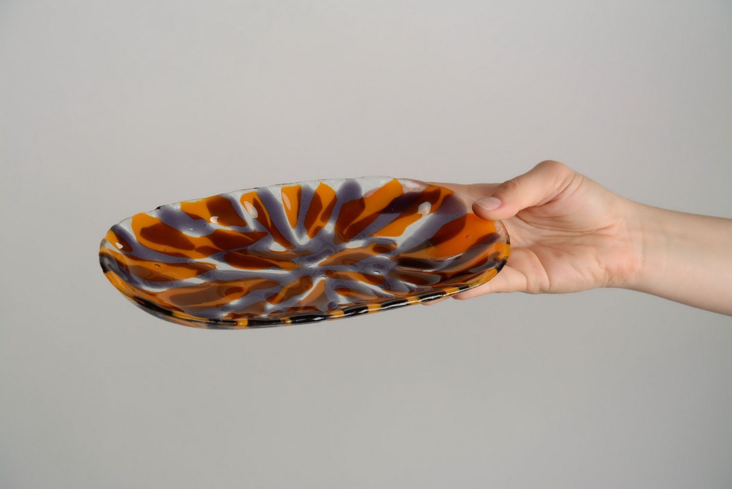 Мелкая декоративная тарелка Оранжево-фиолетовая фото 1