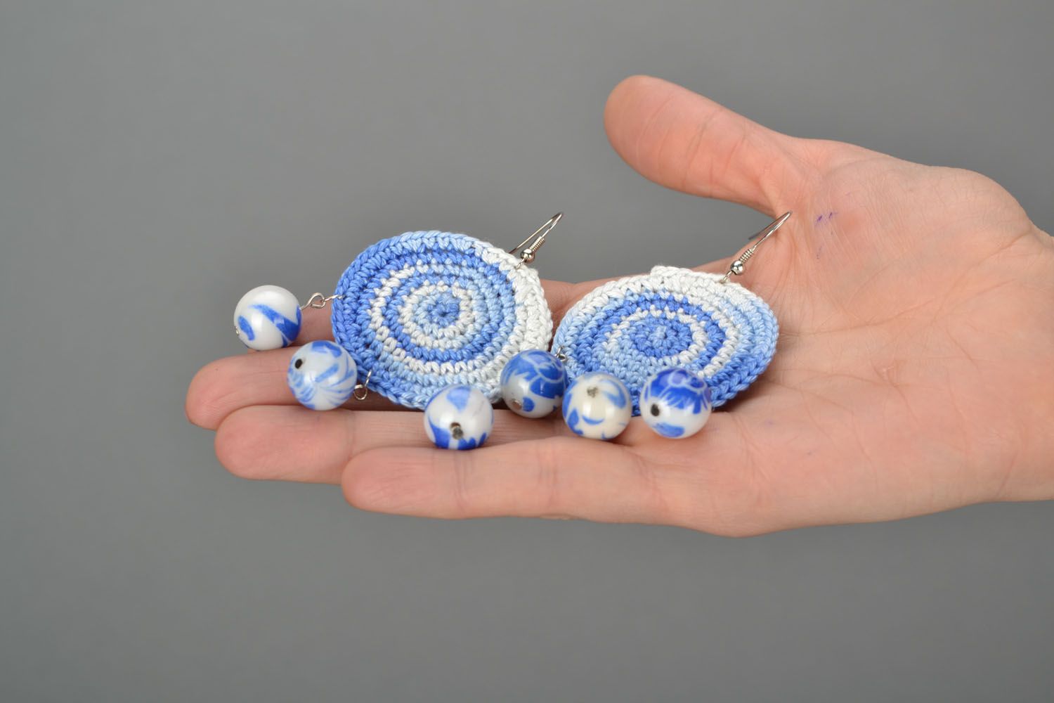 Homemade crochet earrings Eastern photo 2