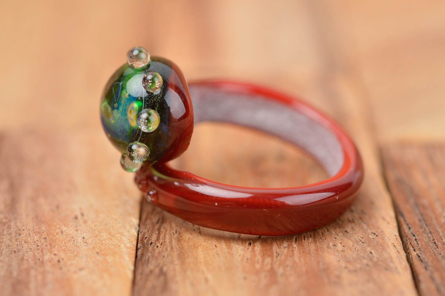 Handmade Ring aus Glas Damen Schmuck Accessoire für Frauen Glas Schmuck modisch foto 2