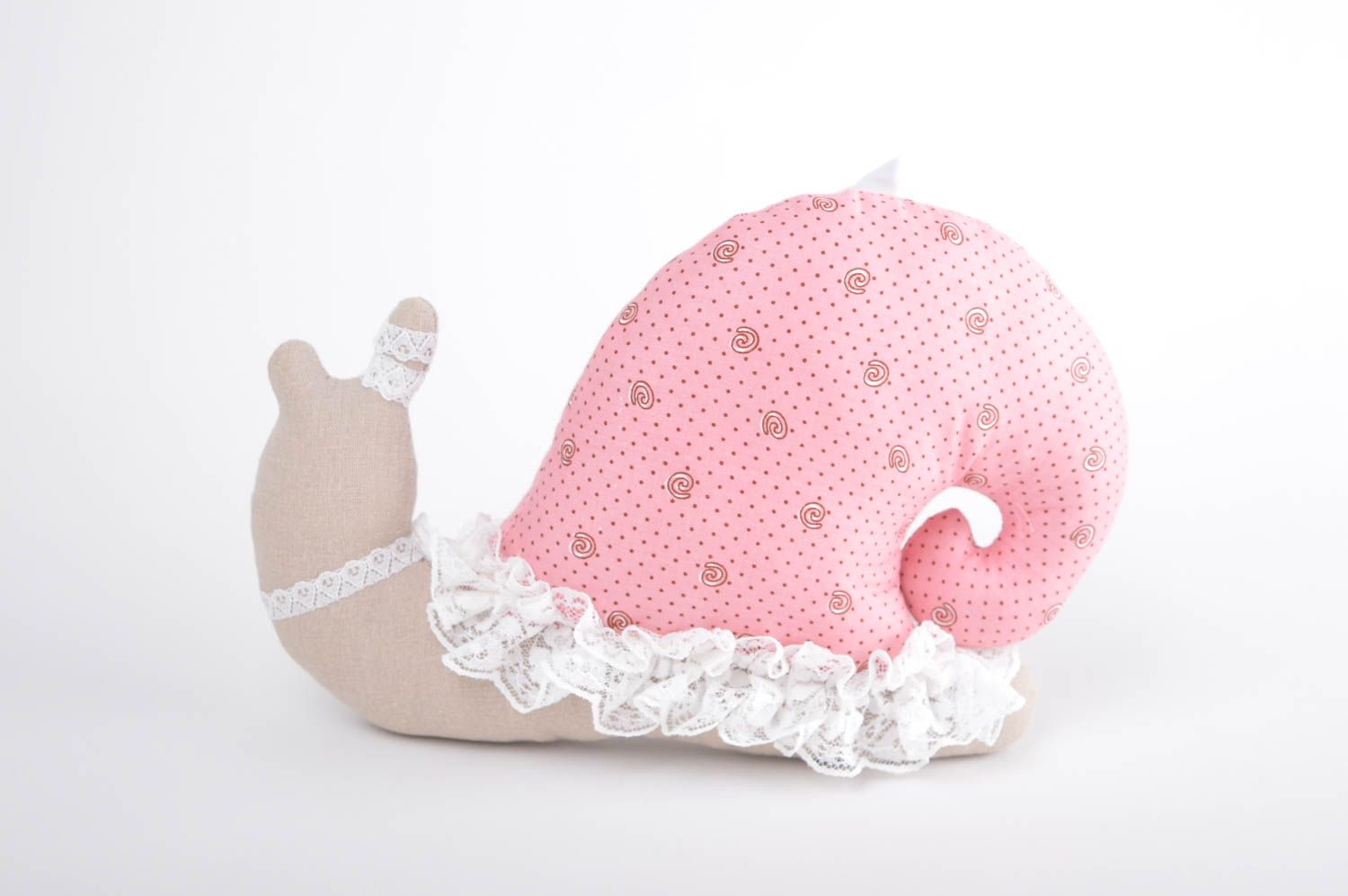 Zartes rosa Kuscheltier Schnecke handmade Stoff Spielzeug Geschenk für Kinder foto 3