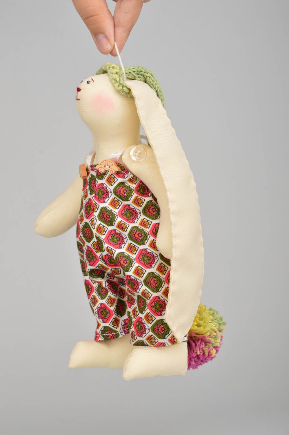 Handmade Stofftier Hase aus Baumwolle Geschenk für Kinder und Erwachsene  foto 3