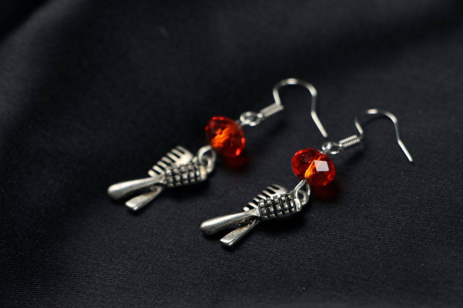 Metal earrings Brushes photo 2
