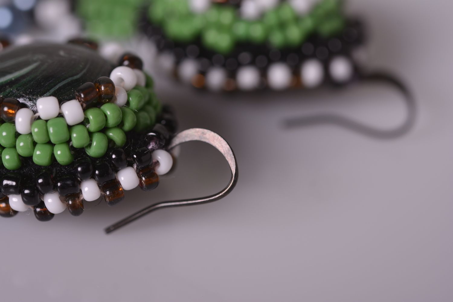 Seed bead earrings handmade long earrings seed bead jewelry designer accessories photo 4
