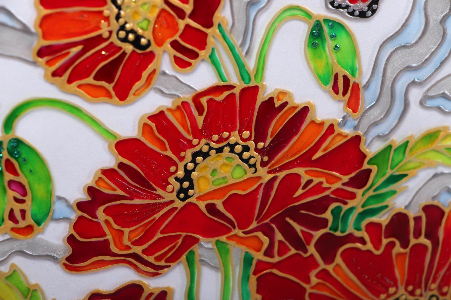 Stained glass painting Poppies photo 2