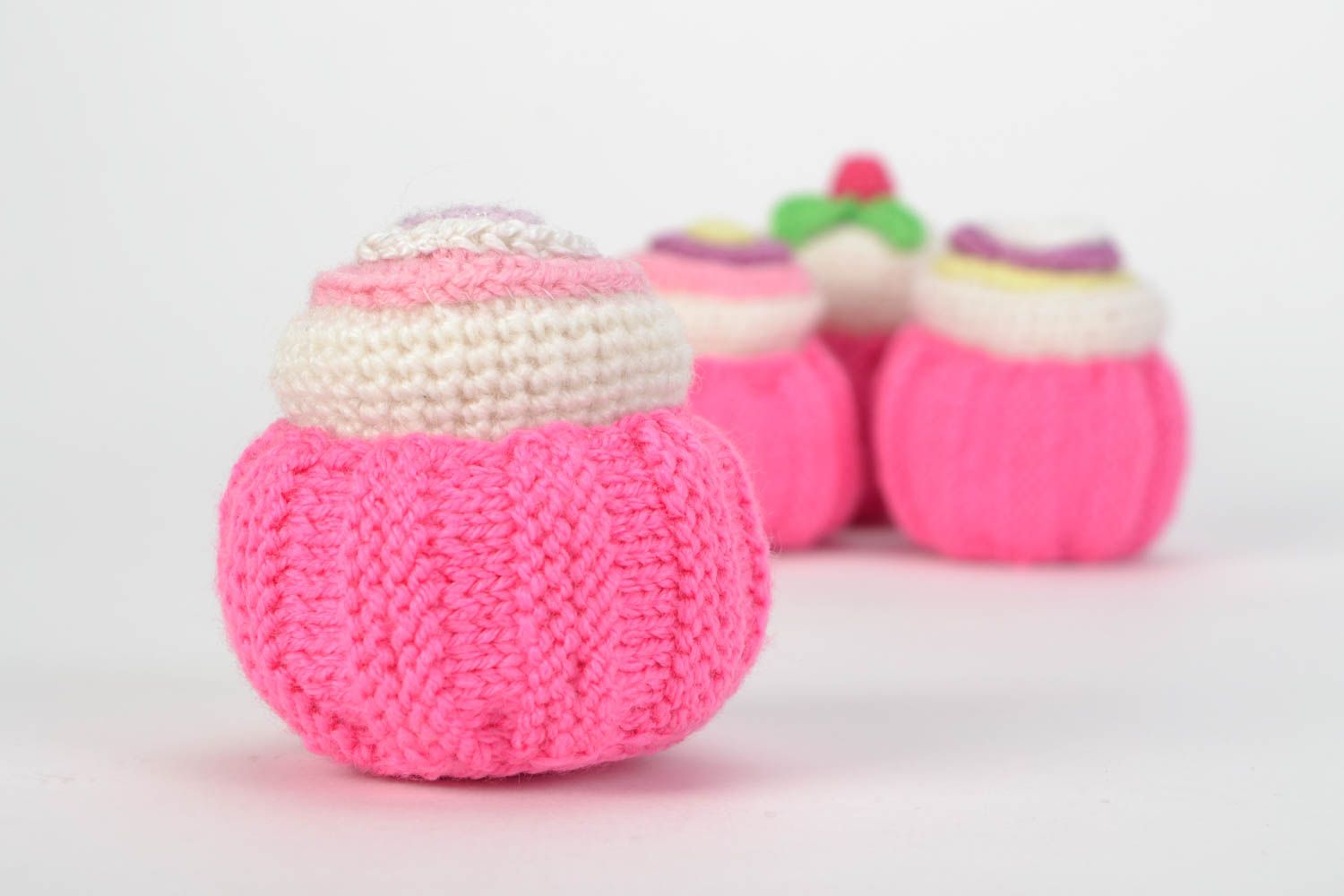 Beautiful pink handmade crochet cake for home and children photo 1