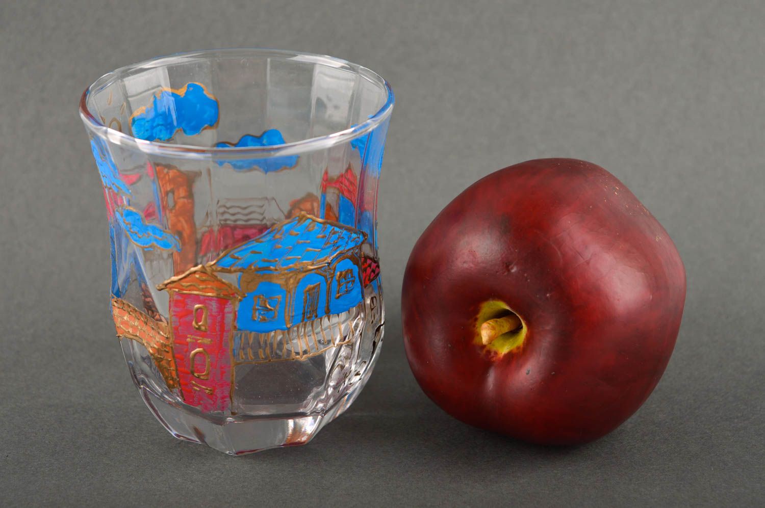 Verre à eau fait main Vaisselle en verre Déco cuisine avec peinture design photo 1