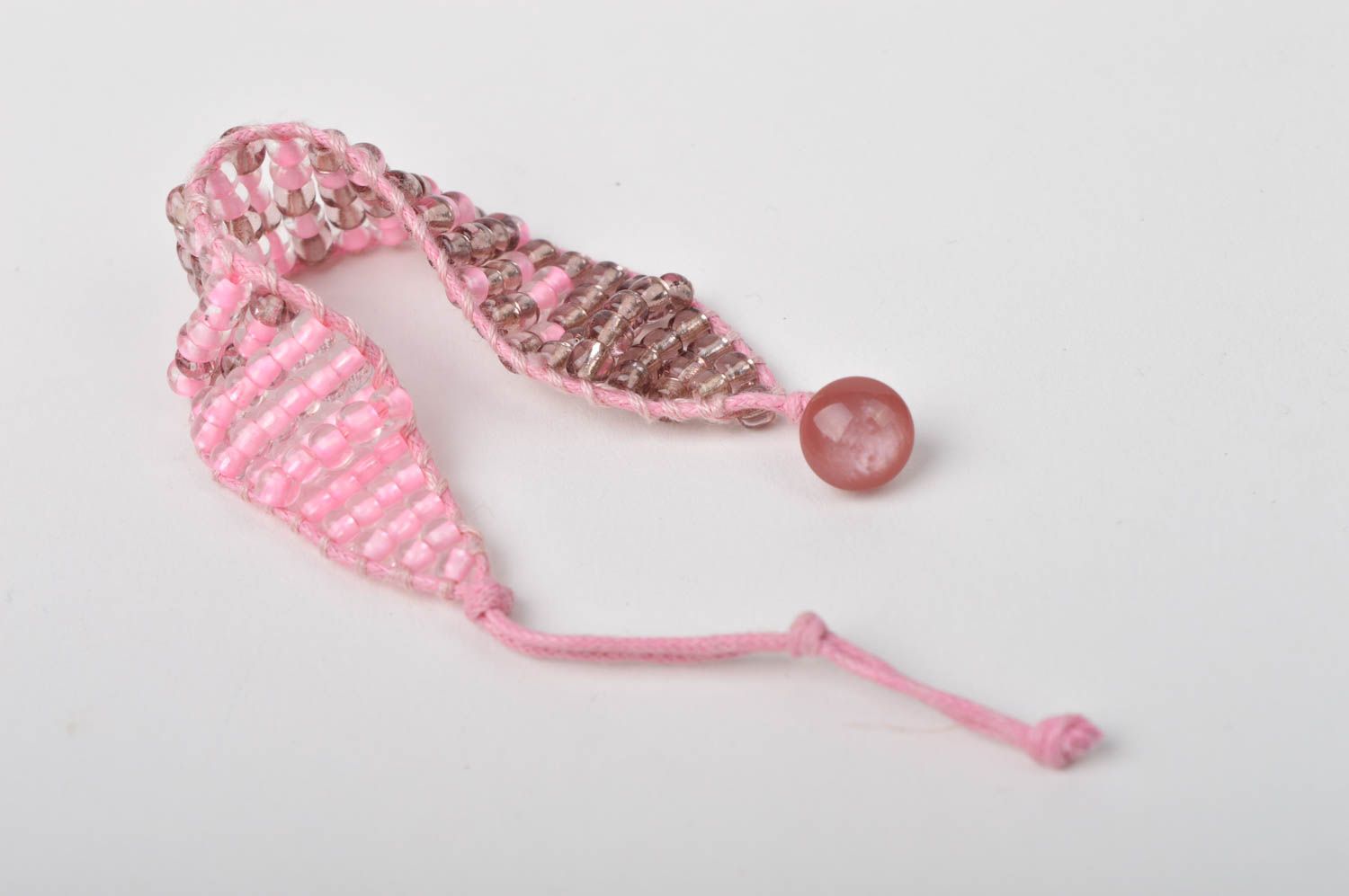 Bracelet rose Bijou fait main large en perles de rocaille Accessoire femme mode photo 5