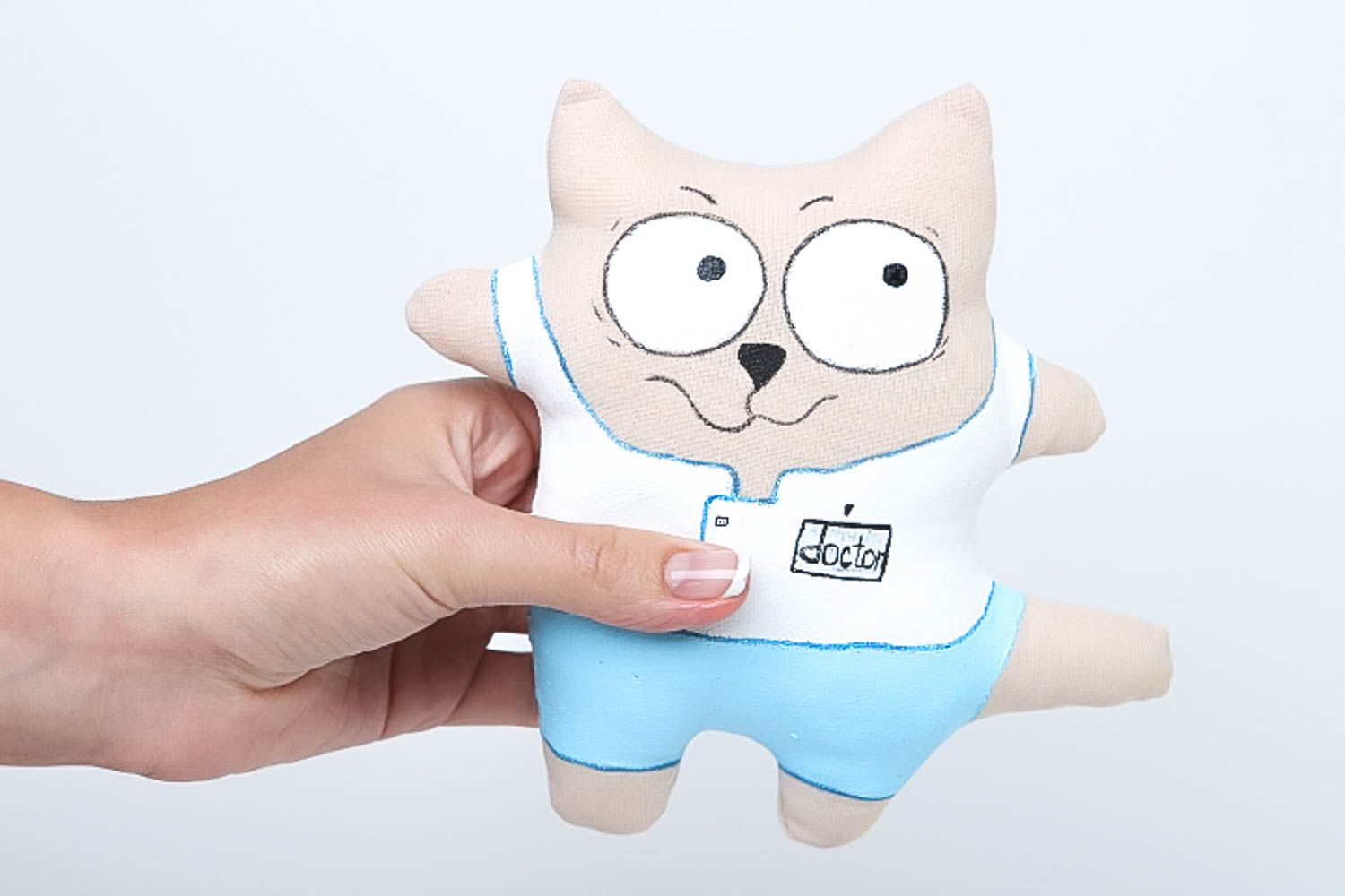 Handmade Deko Katze Stofftier Geschenk Idee ausgefallenes Spielzeug stilvoll foto 5
