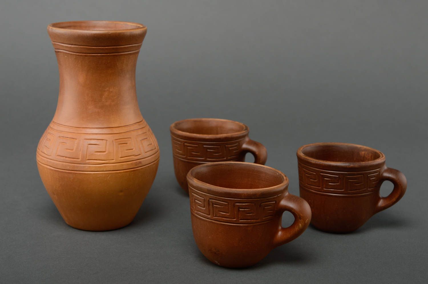 40 oz ceramic milk pitcher with 3 handmade ceramic cups 3 lb photo 4