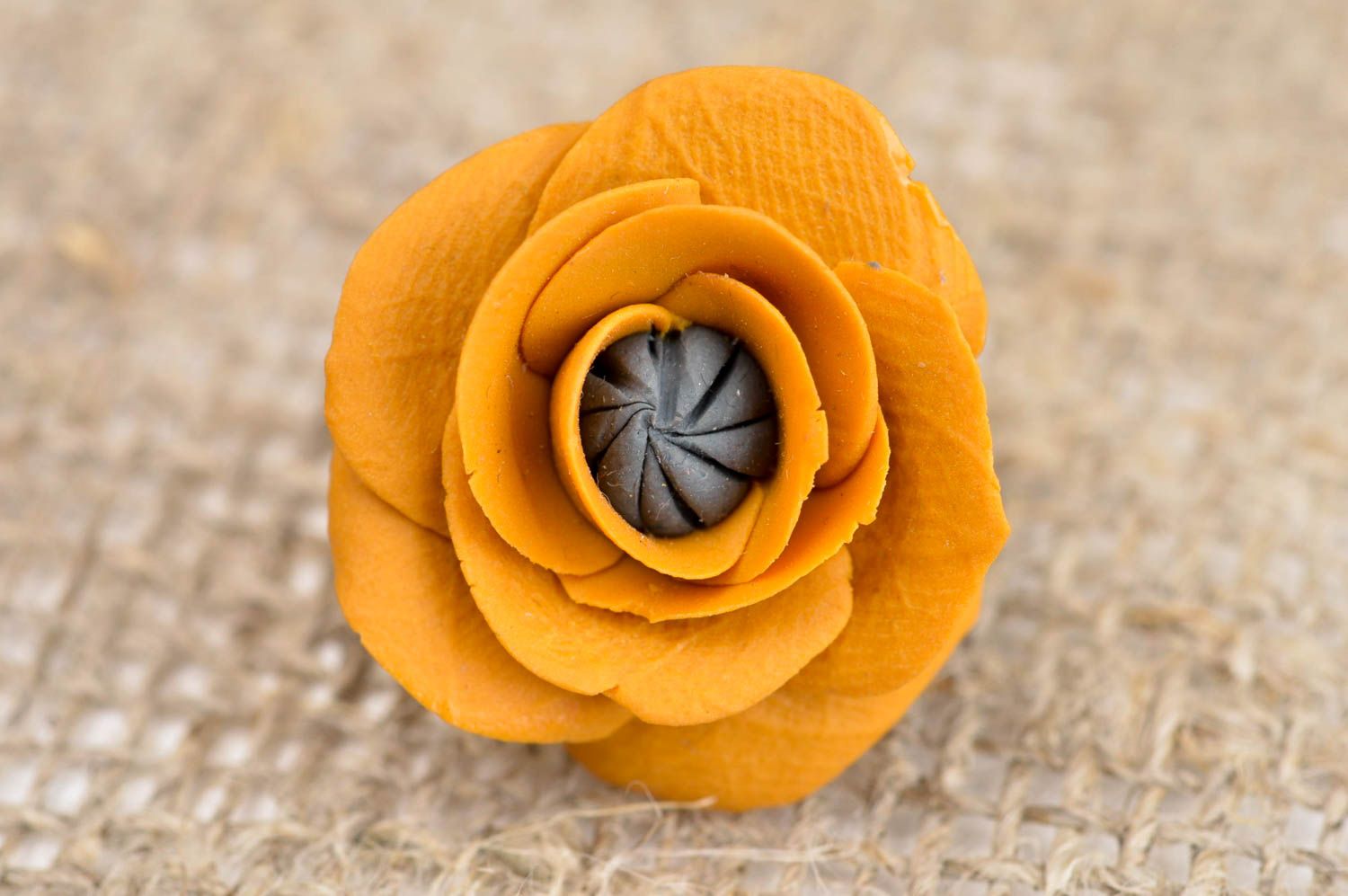 Blumen Ring handmade Polymer Schmuck Accessoire für Frauen gelbe Rose foto 3