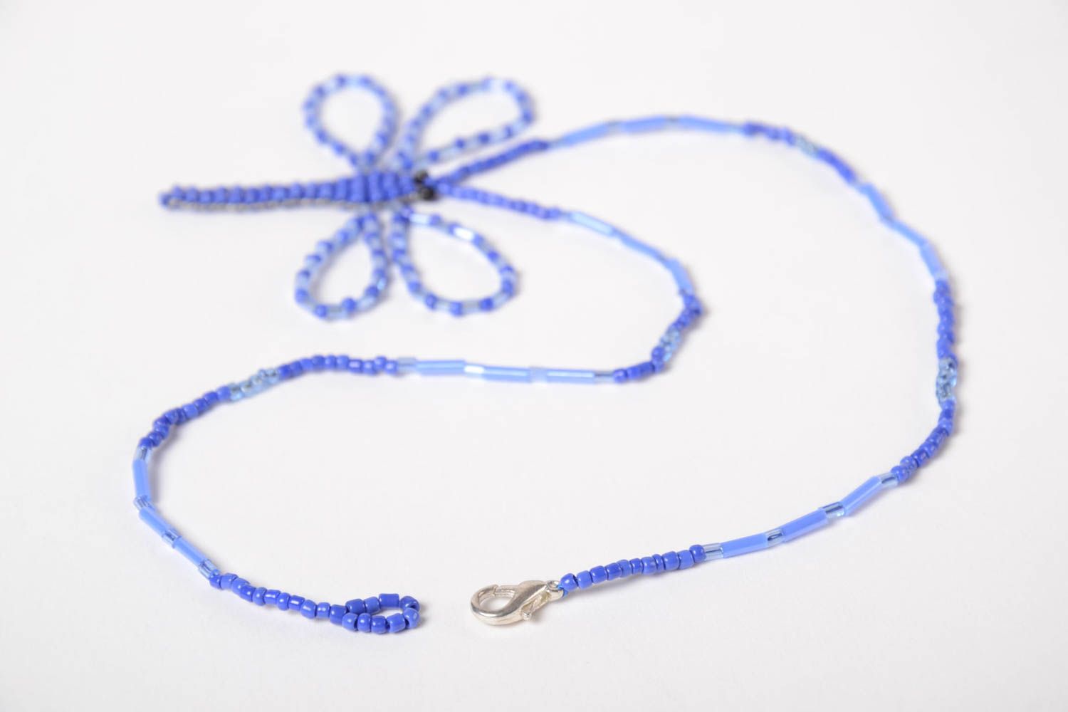 Pendentif en perles de rocaille Libellule bleue fait main bijou pour enfant photo 3